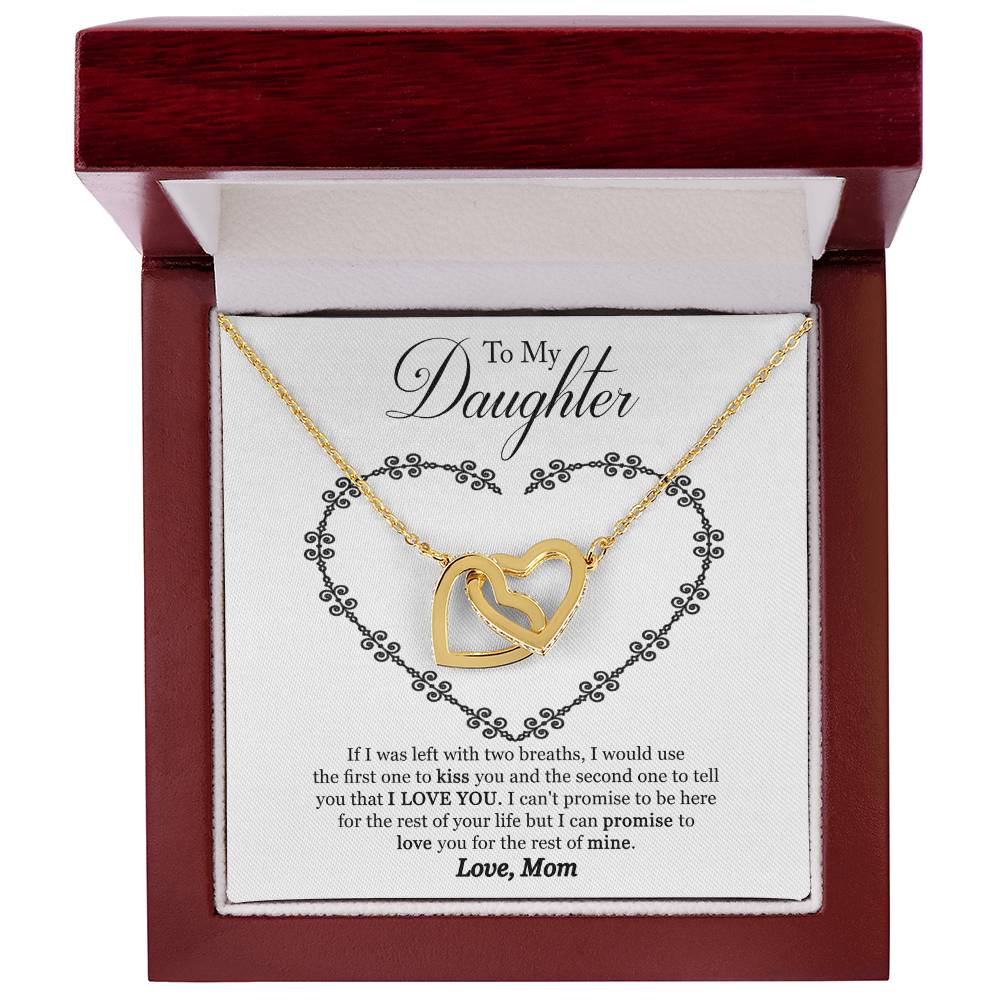 To My Daughter - I Promise To Love You For The Rest Of My Life Interlocking Hearts Necklace