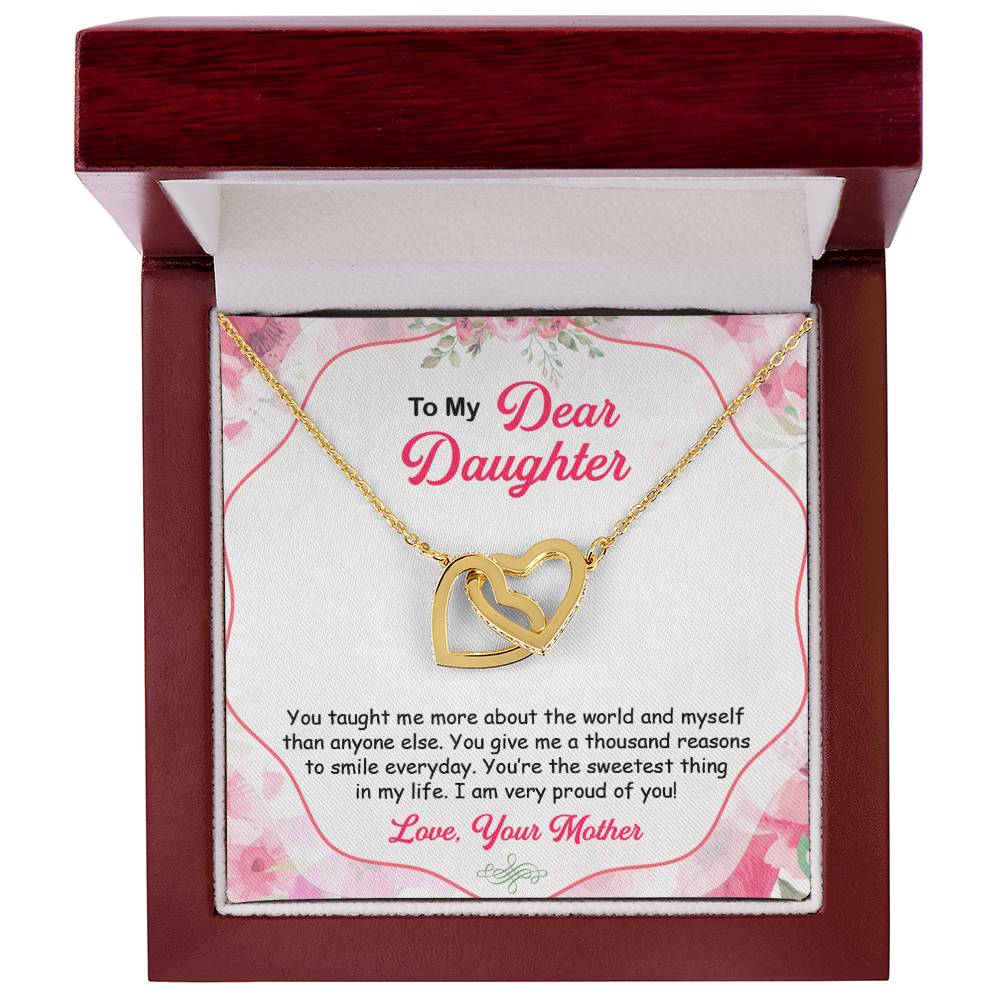 To My Dear Daughter Gift From Mother Interlocking Hearts Necklace