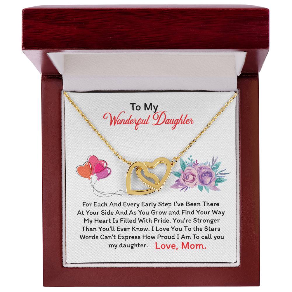 To My Daughter - Black Friday Special Interlocking Hearts Necklace
