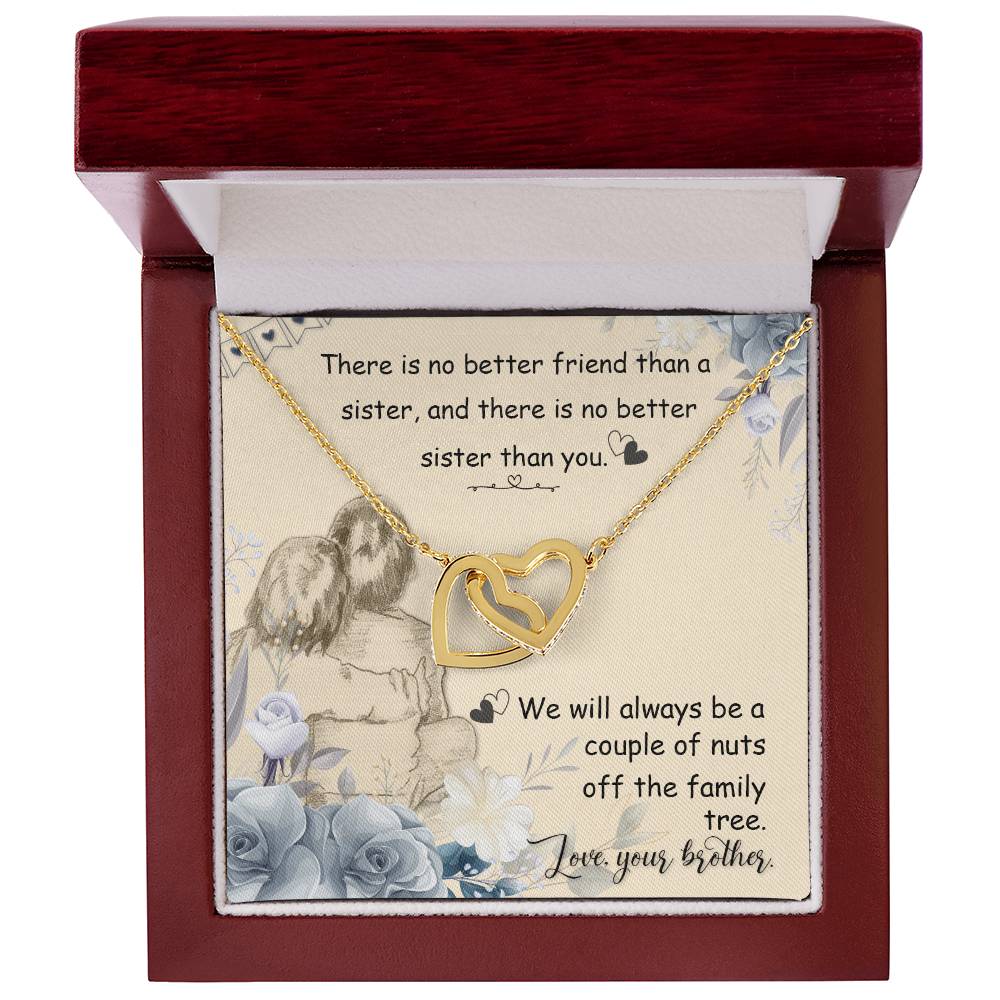 My Little Sister Two Hearts Necklace Loving Sister Gift Chain Funny Sister Present Interlocking Hearts Necklace