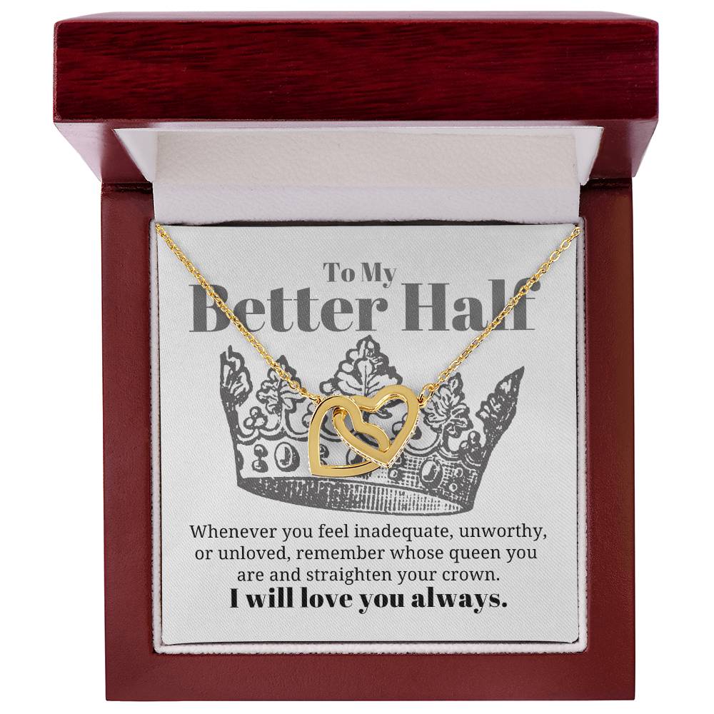To My Better Half Necklace Interlocking Hearts Necklace