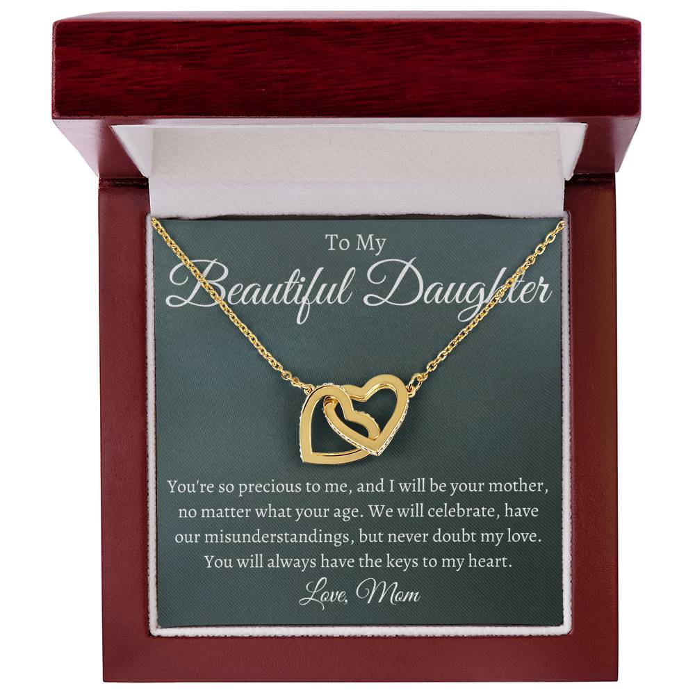 To My Beautiful Daughter - Be Your Mother Interlocking Hearts Necklace