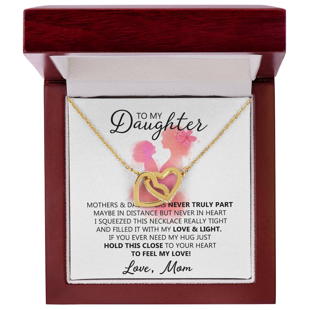 To My Daughter - Unique Interlocking Hearts Binding Necklace Gift Set Interlocking Hearts Necklace