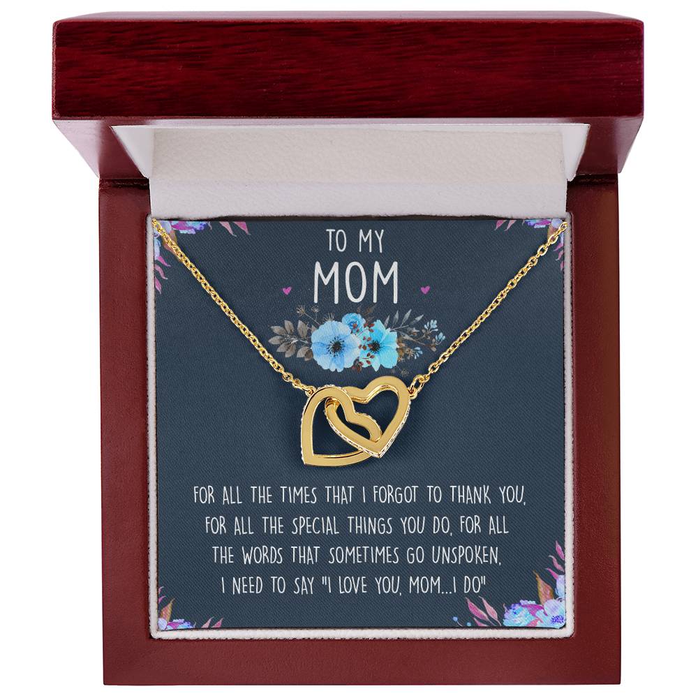 To My Mom Interlocking Hearts Necklace Message Card