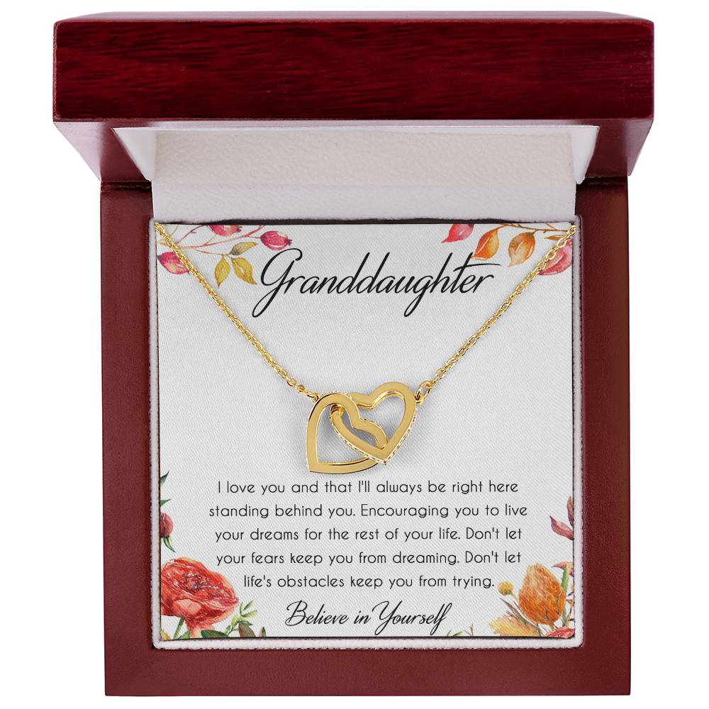 Granddaughter Interlocking Hearts Necklace Message Card