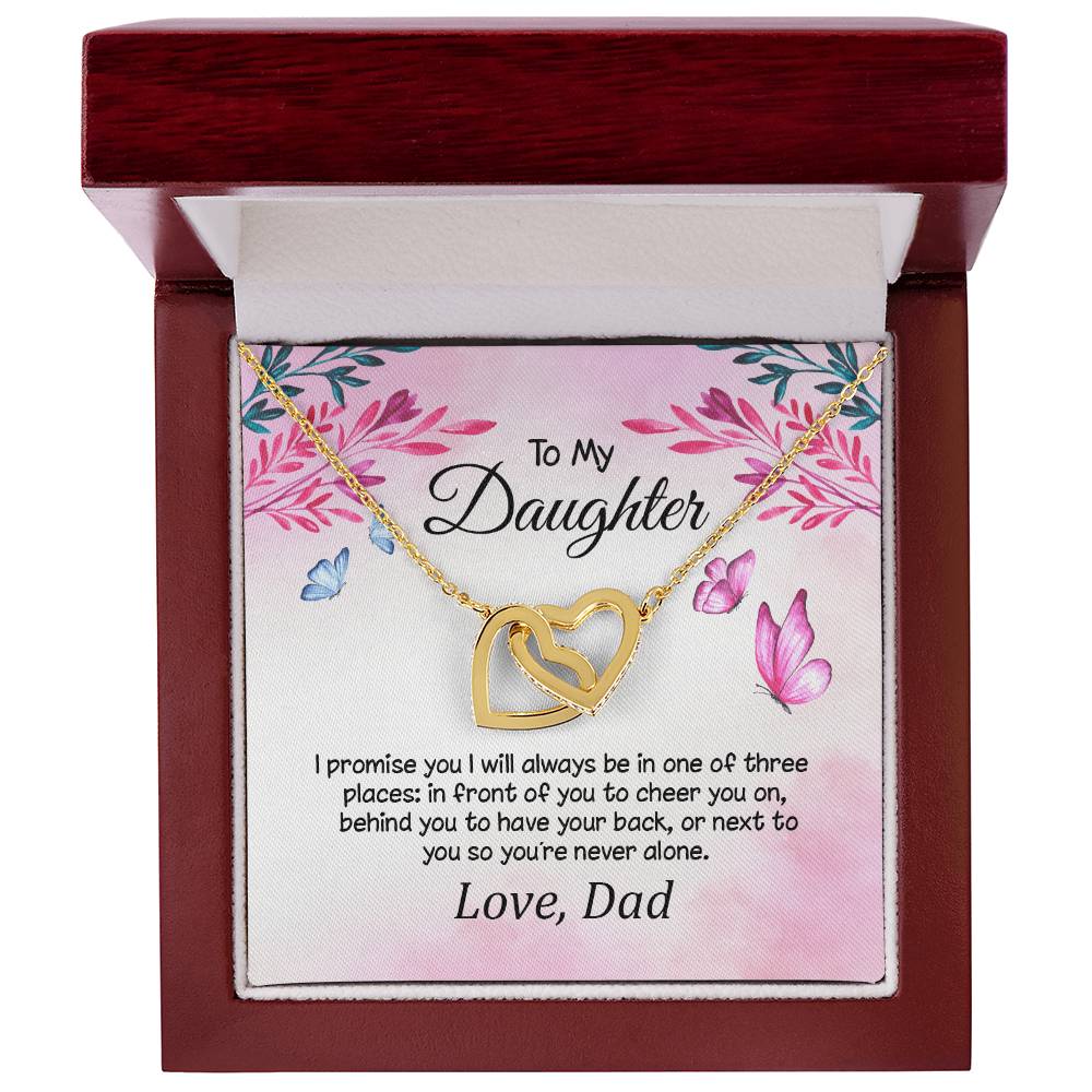 To My Daughter Your Never Alone Interlocking Hearts Necklace Love Dad