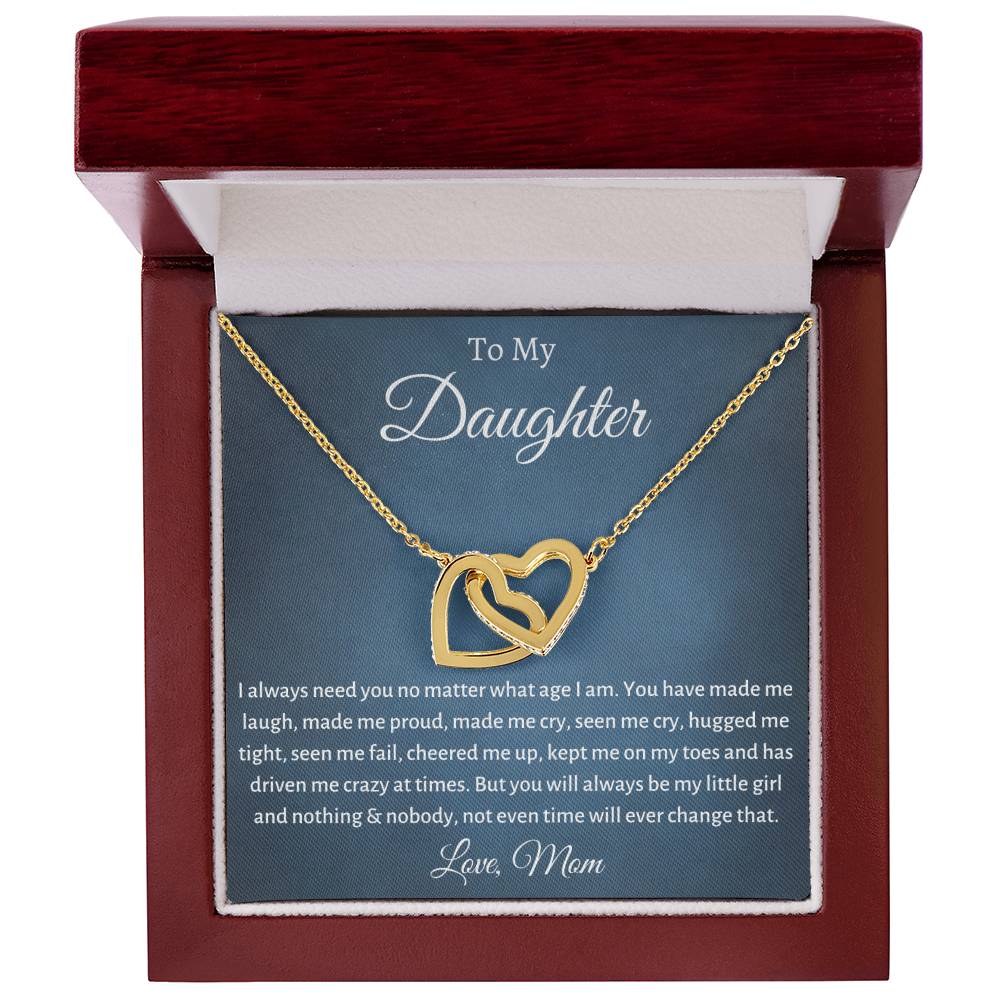 To My Daughter - Always Be My Little Girl - Heart Necklace Interlocking Hearts Necklace