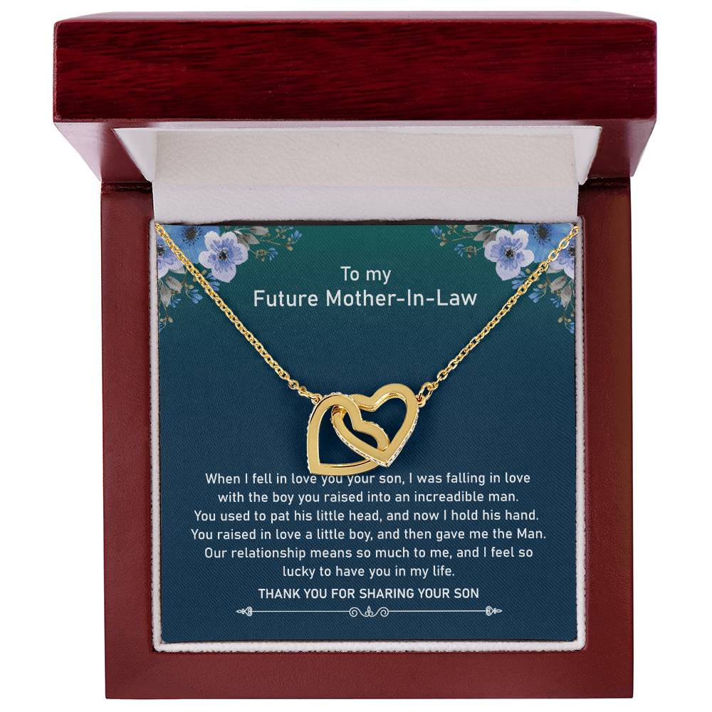 Future Mother In Law - Raised Incredible Man Interlocking Heart Necklace Interlocking Hearts Necklace