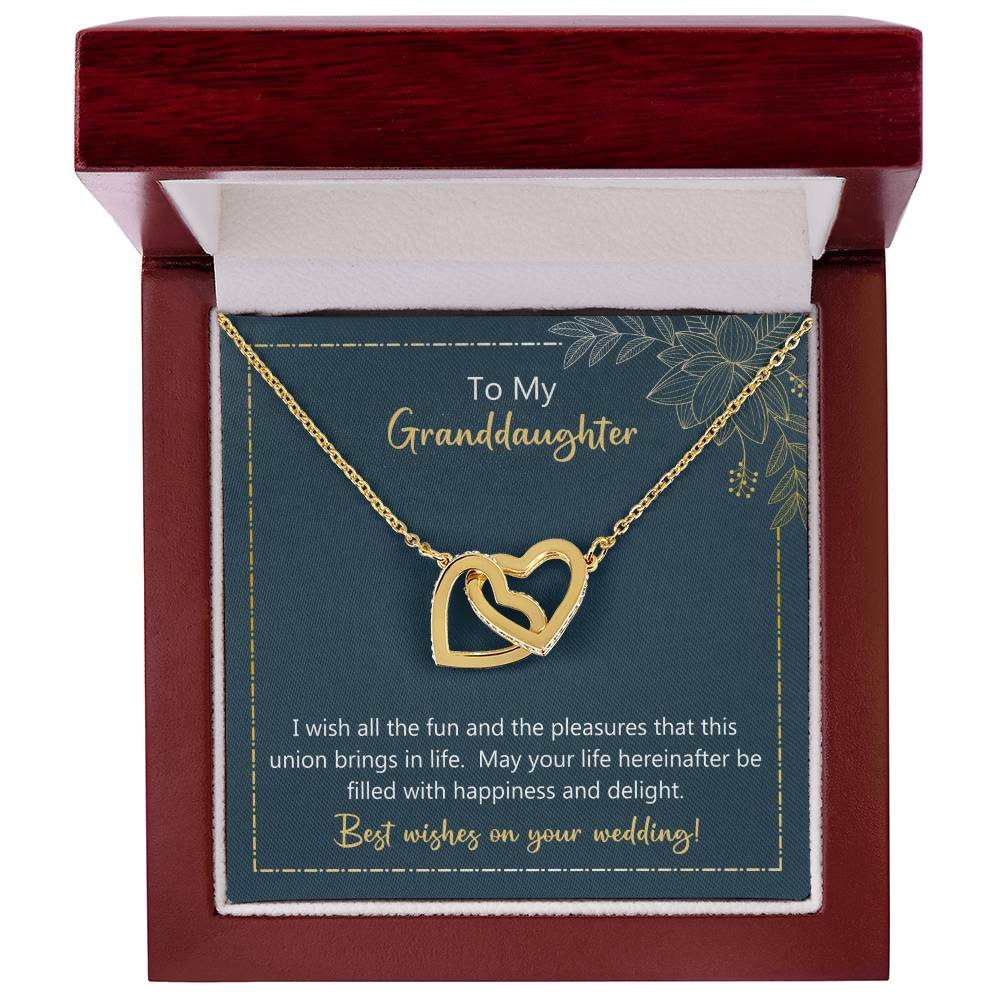 To My Granddaughter May Your Life Filled With Happiness And Delight Necklace Interlocking Hearts Necklace
