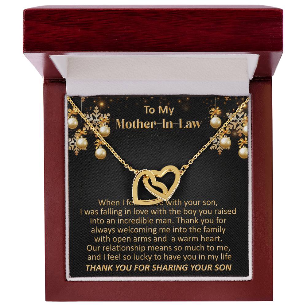 Gift For Mother-In-Law Christmas - So Lucky - Interlocking Interlocking Hearts Necklace