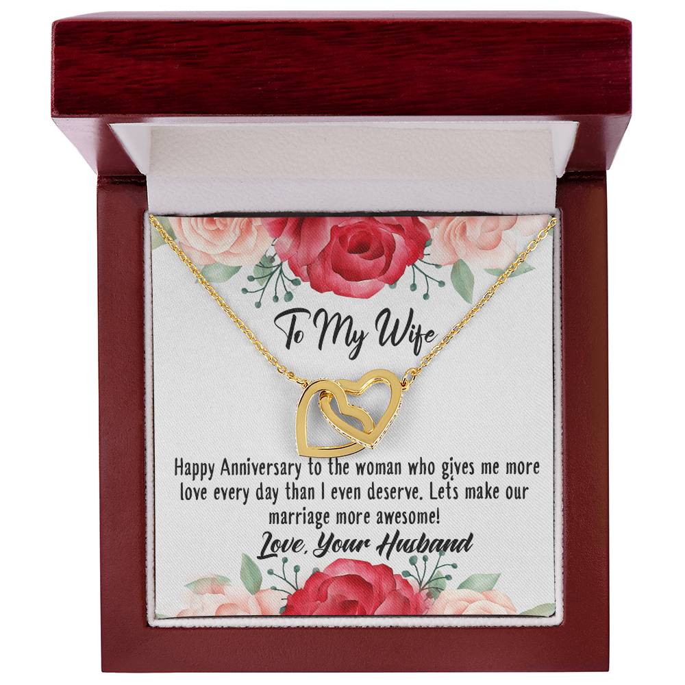 Anniversary Best Gift For Wife Interlocking Hearts Necklace With On Demand Massage Card