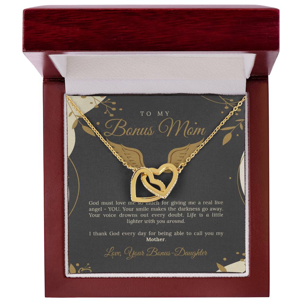 To My Bonus Mom Interlocking Hearts Necklace