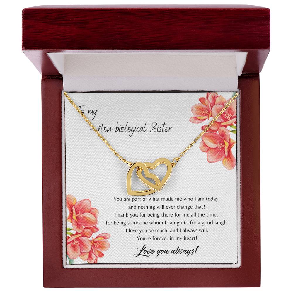 To My Non-Biological Sister Interlocking Hearts Necklace