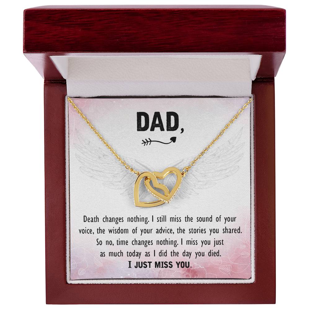 Personal Father Memorial Remember Dad Necklace Gift For Loss Dad Angel Wing Condolence Jewelry Grieving Friend Gift Interlocking Hearts Necklace