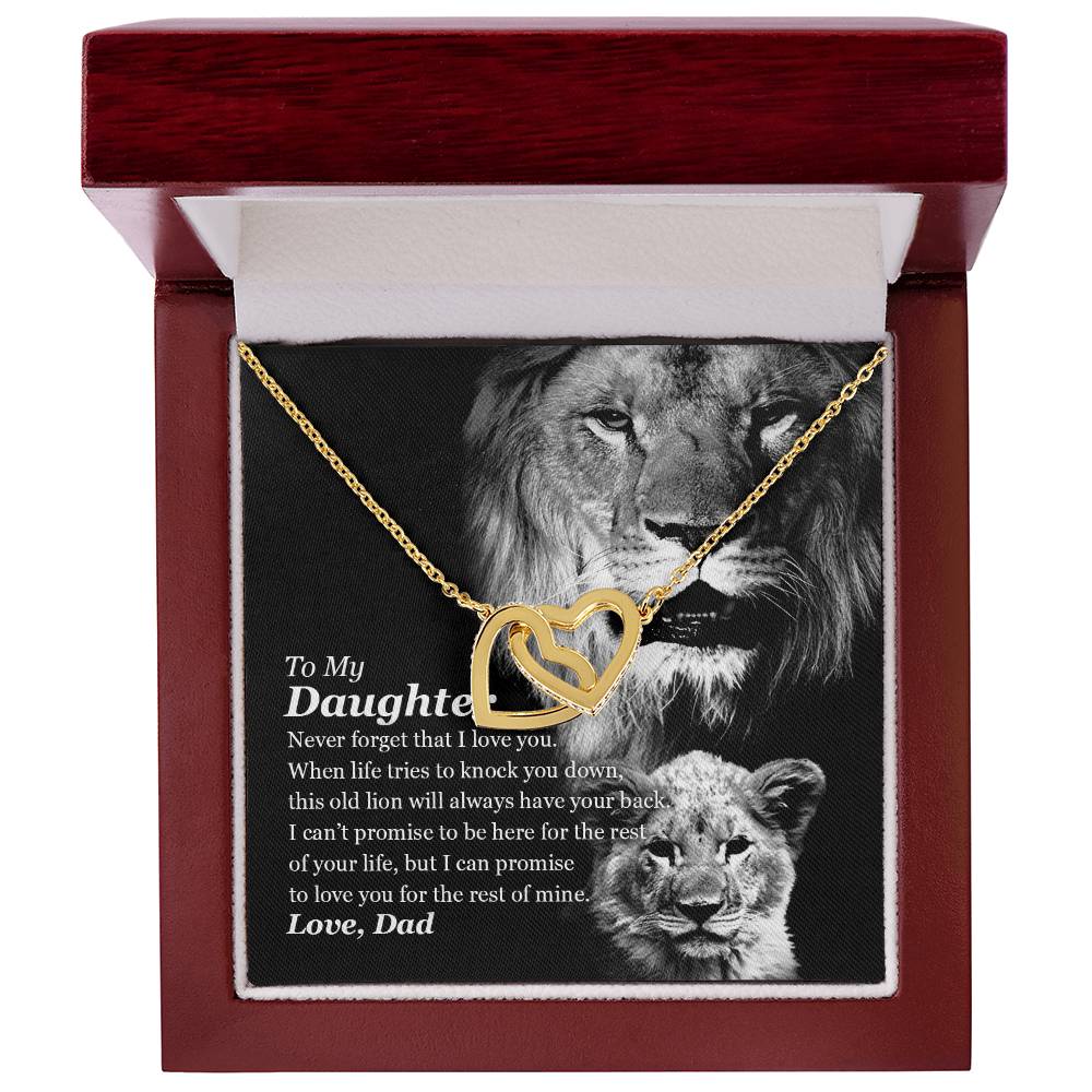 Selling Out Fast To My Daughter - This Old Lion Will Always Have Your Back Interlocking Hearts Necklace