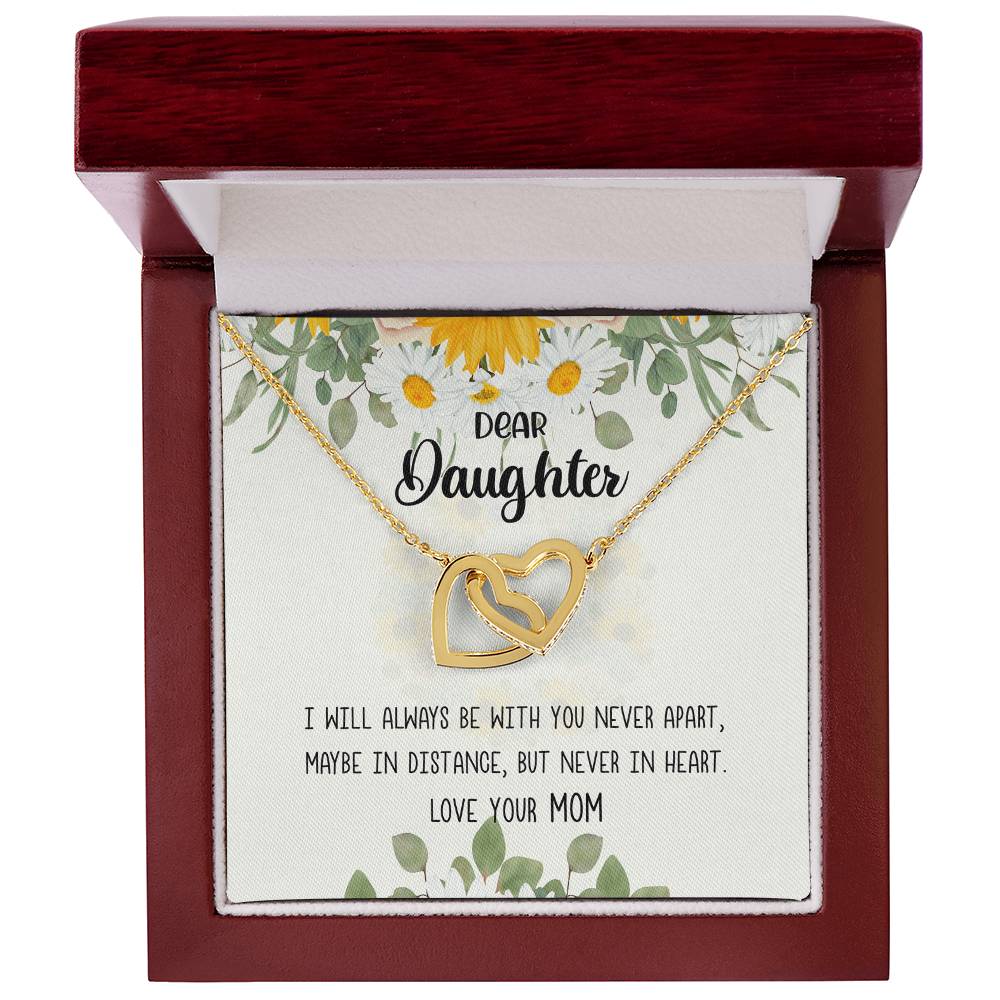 Dear Daughter - Gift From Mom Birthday Wish For Daughter Interlocking Hearts Necklace