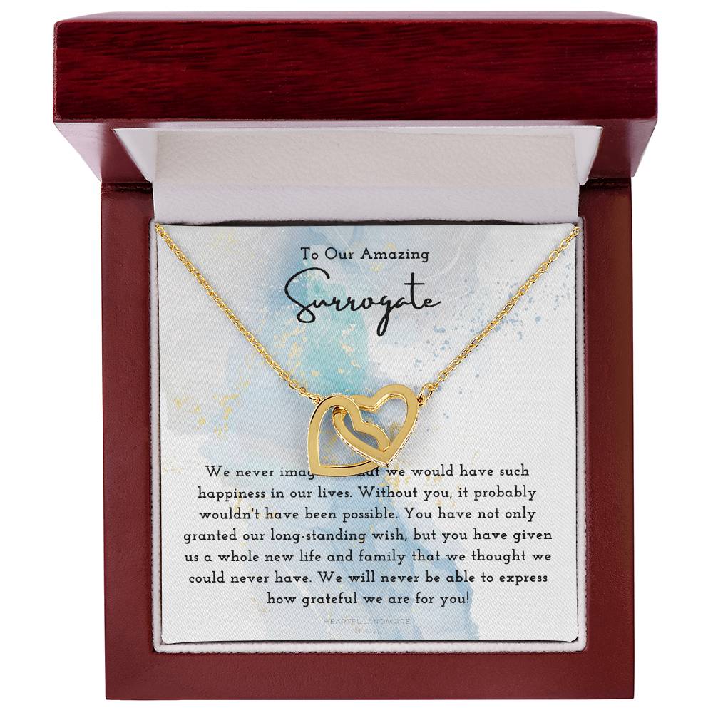 Surrogate Appreciation Gift Surrogate Gift Surrogate Gift With Message Card Surrogate Transfer Day Thank You Gift Interlocking Hearts Necklace