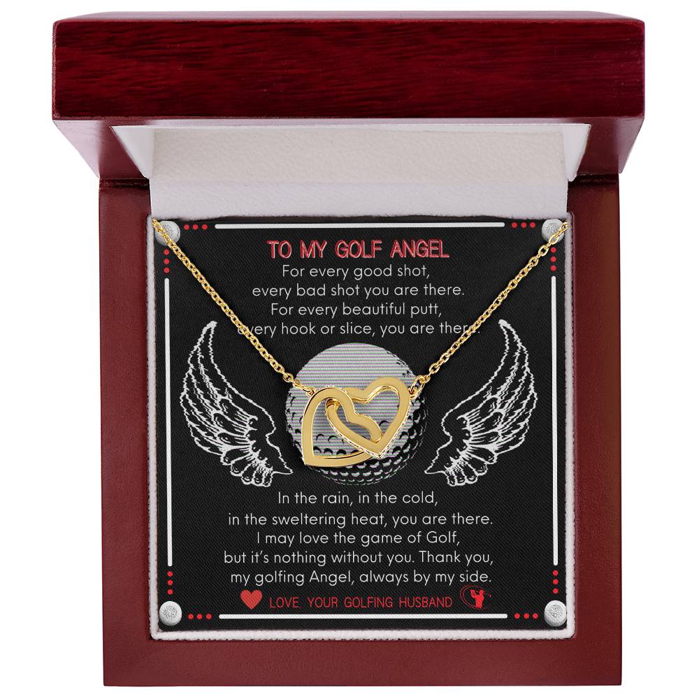 To My Golf Angel - Never Ending Love Necklace - From Your Golfing Husband Interlocking Hearts Necklace