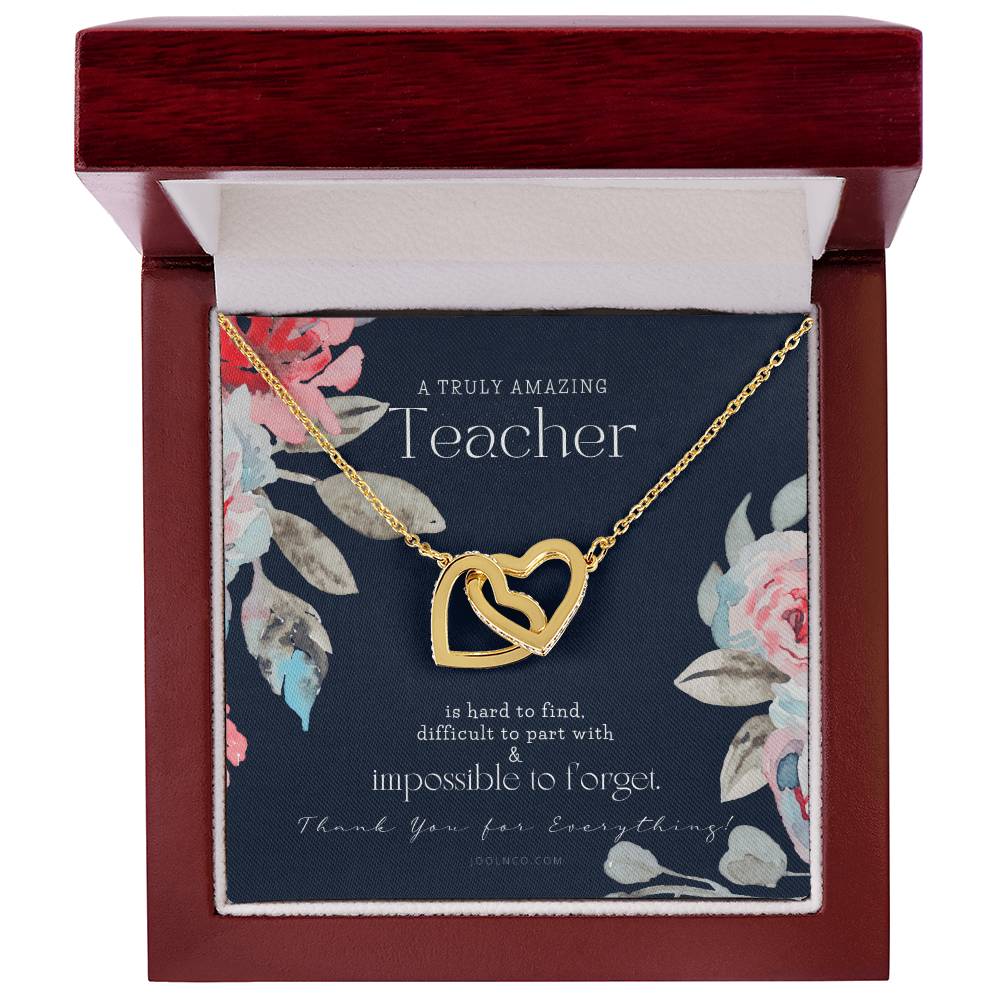 Teacher Gift Gift For Teacher Necklace A Truly Amazing Teacher Appreciation Gift Interlocking Hearts Necklace