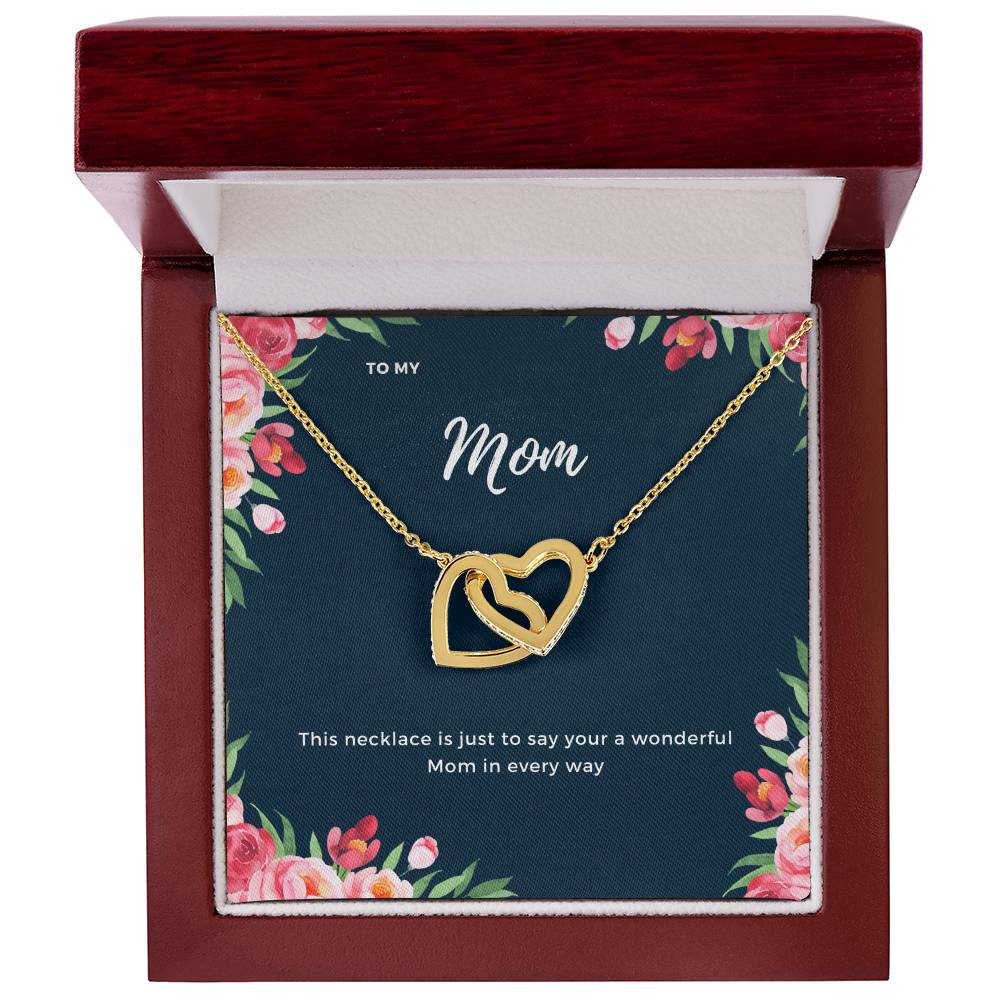 To My Mom Interlocking Necklace Floral Interlocking Hearts Necklace