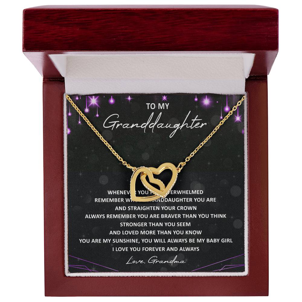 To My Granddaughter Interlocking Hearts Necklace Message Card