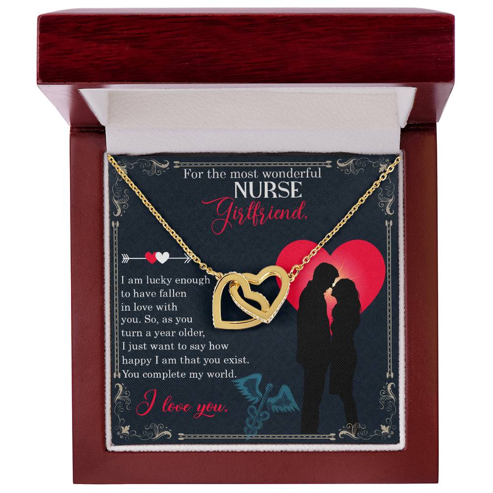 Gifts For Birhday Nurse Girlfriend Necklace Cards Anniversary Gifts For Women Gold Jewelry Interlocking Hearts Necklace