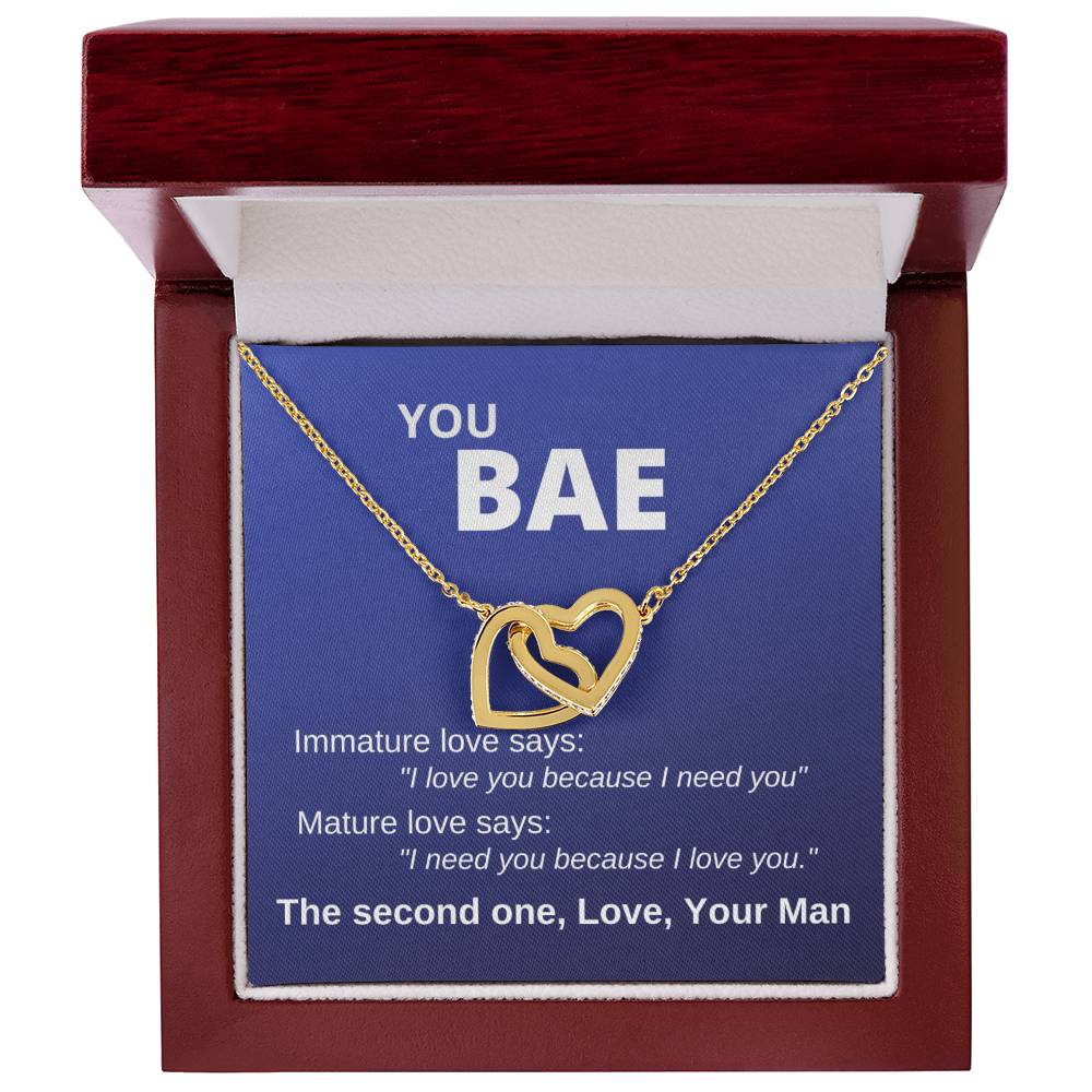 You Bae Linked Hearts Gift To Girlfriend Fiancee Wife Interlocking Hearts Necklace