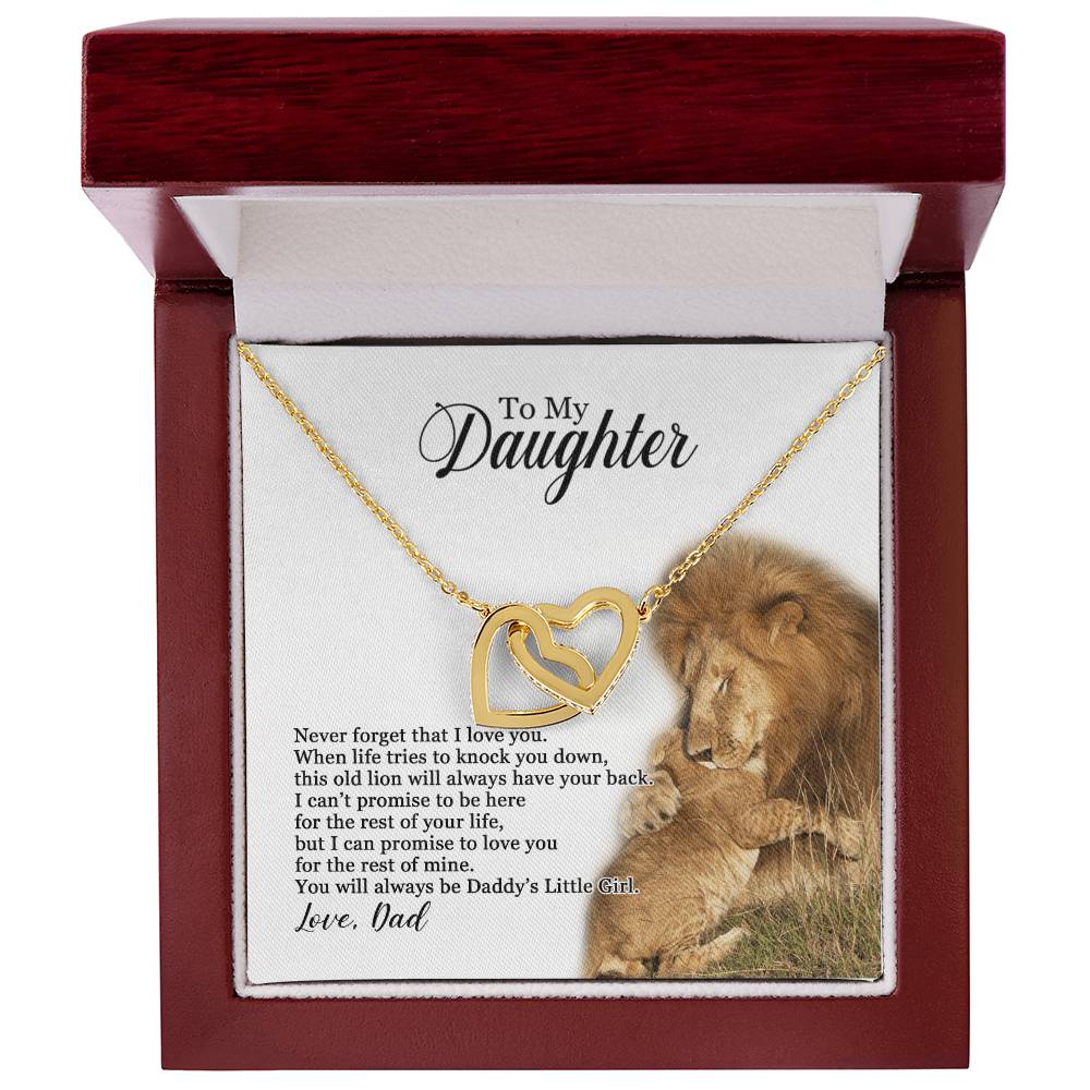 To My Daughter - You Will Always Be Daddy'S Little Girl Interlocking Hearts Necklace