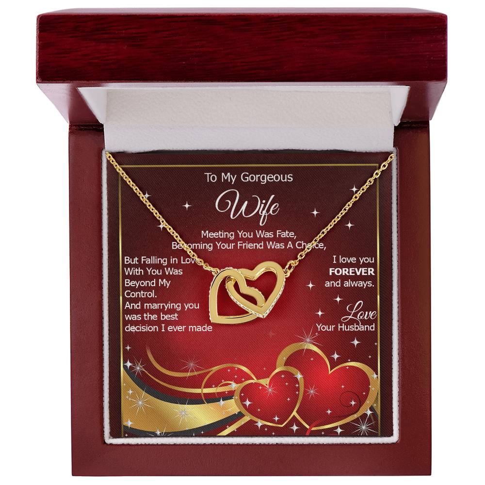 To My Gorgeous Wife I Love You Forever And Always - Interlocking Heart Necklace Interlocking Hearts Necklace