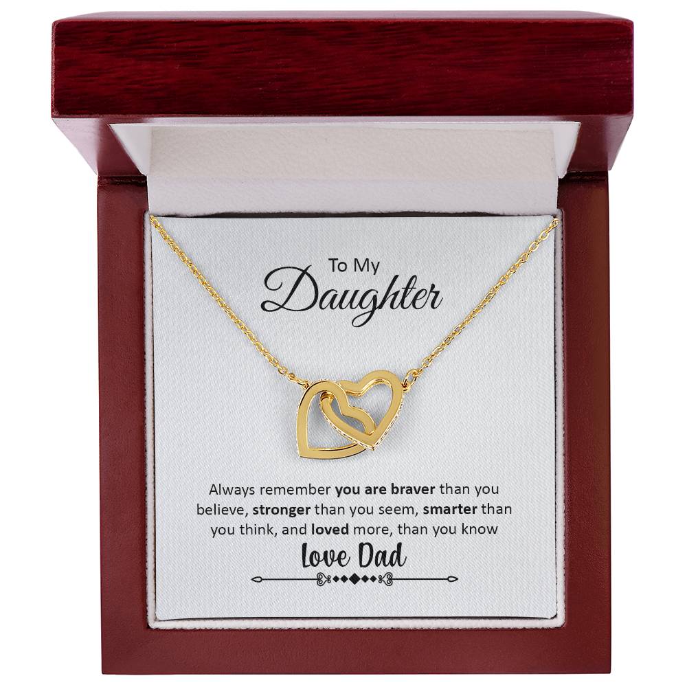 Always Remember - You Are Braver - Love Dad Interlocking Hearts Necklace