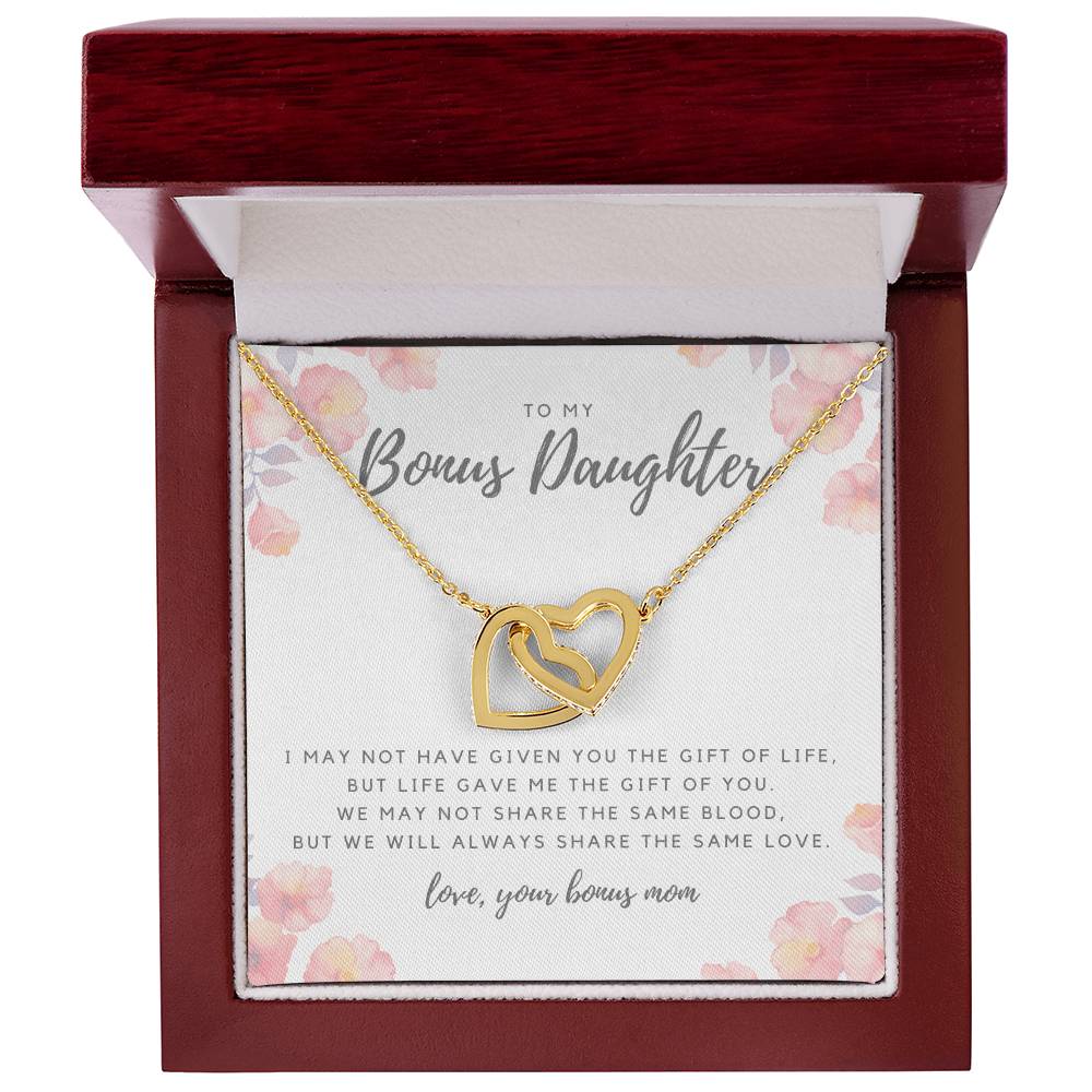 To My Bonus Daughter Necklace Interlocking Hearts Necklace