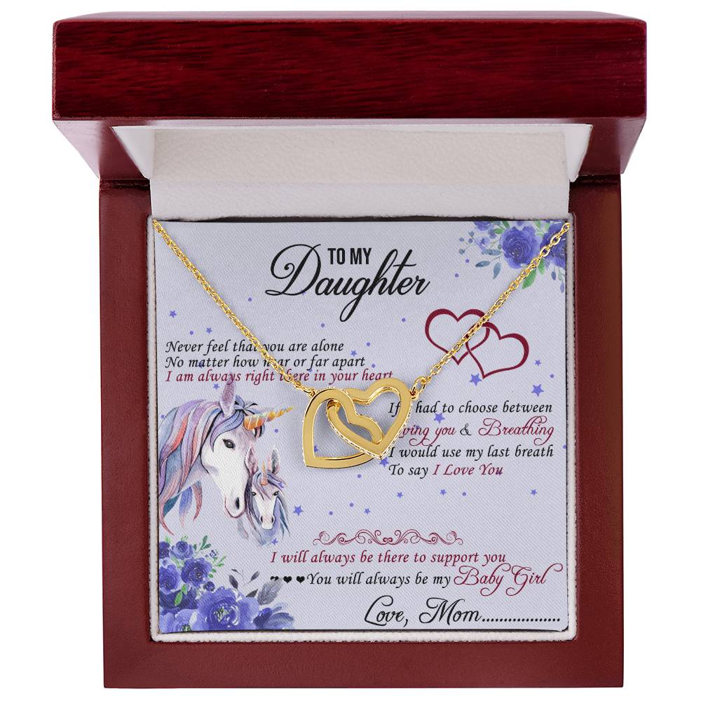 To My Daughter Interlocking Hearts Necklace Message Card