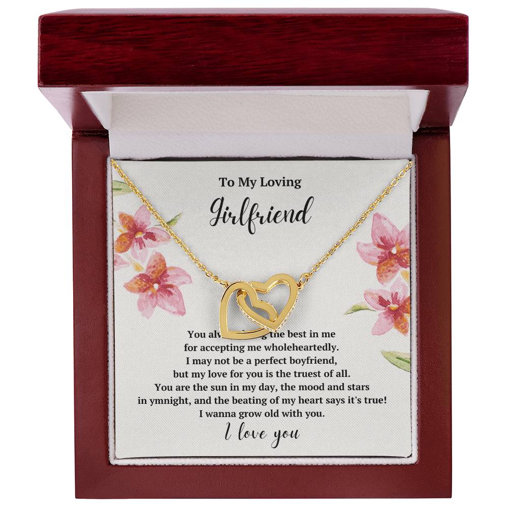 To My Loving Girlfriend Grow Old With You Interlocked Hearts Necklace Interlocking Hearts Necklace