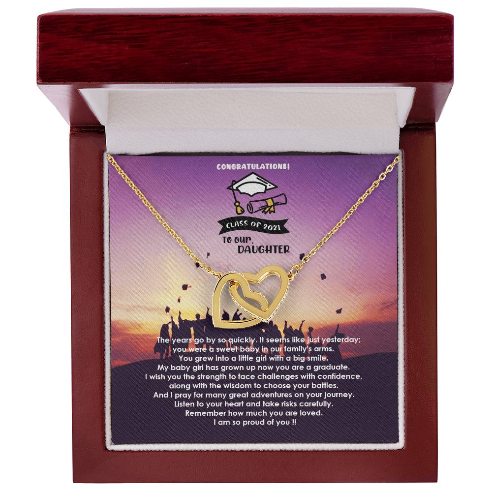 Interlocked Never-Ending Love Necklace For My Loving Graduate Daughter Interlocking Hearts Necklace