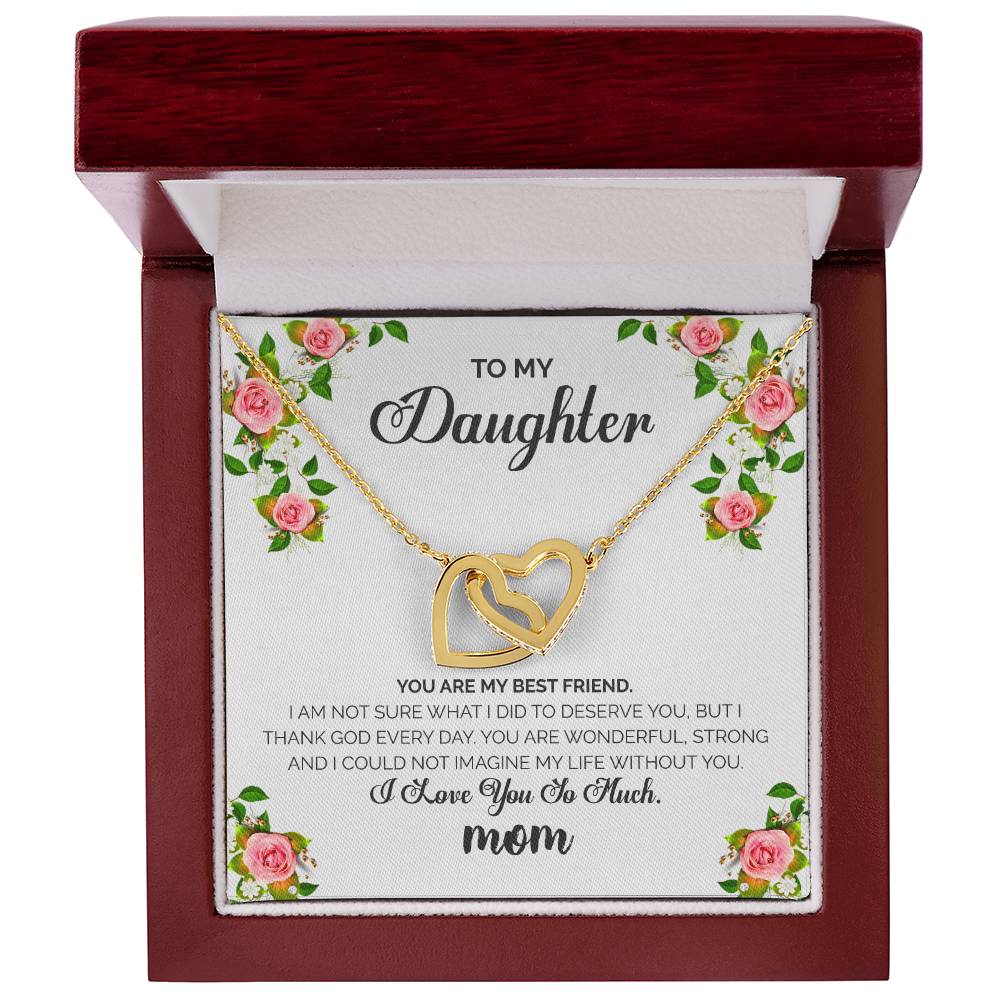 To My Daughter - I Love You So Much Necklace Interlocking Hearts Necklace