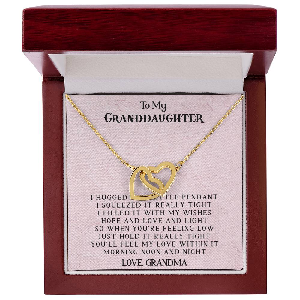 To My Granddaughter - Love Grandma - Interlocking Heart Necklace Interlocking Hearts Necklace