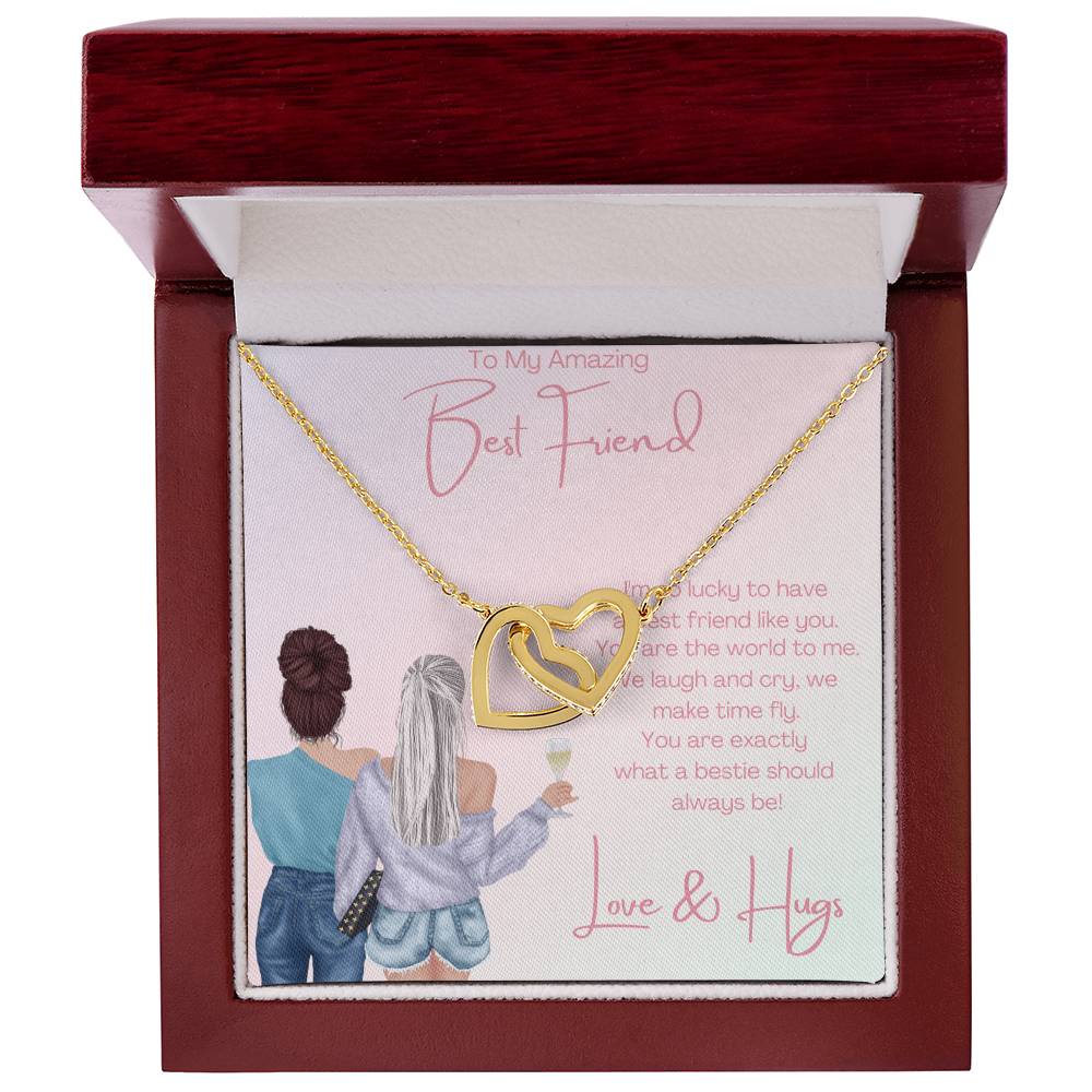 Amazing Best Friend - 2 Hearts Interlocking Hearts Necklace