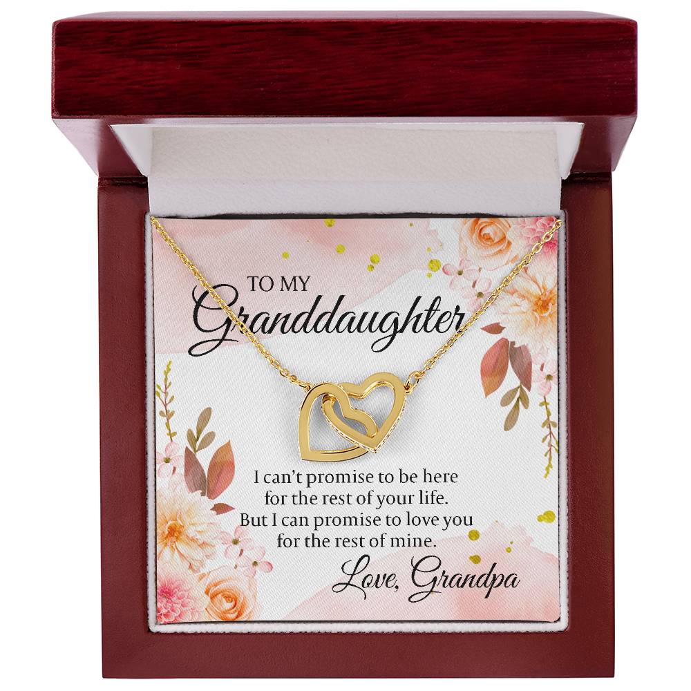 To My Granddaughter From Grandpa - I Can'T Promise To Be Here Interlocking Hearts Necklace