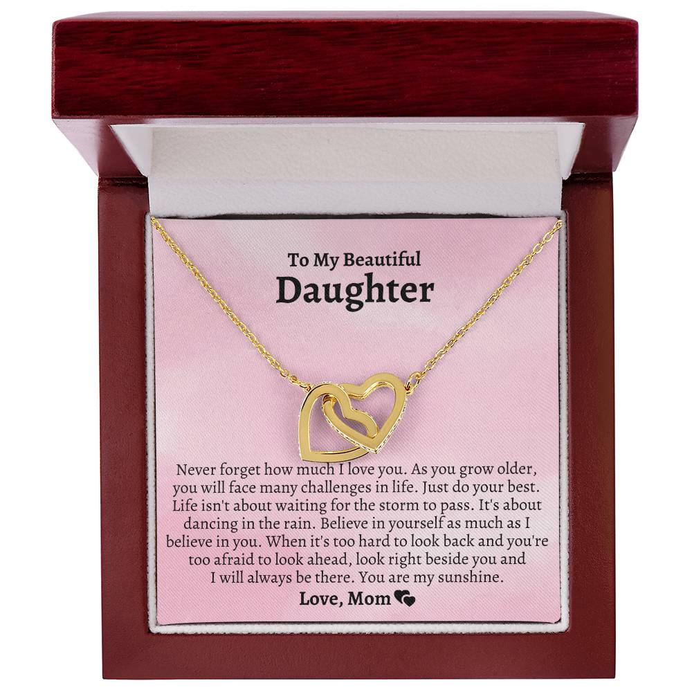 To My Daughter - You’Re My Sunshine- Interlocking Necklace Interlocking Hearts Necklace