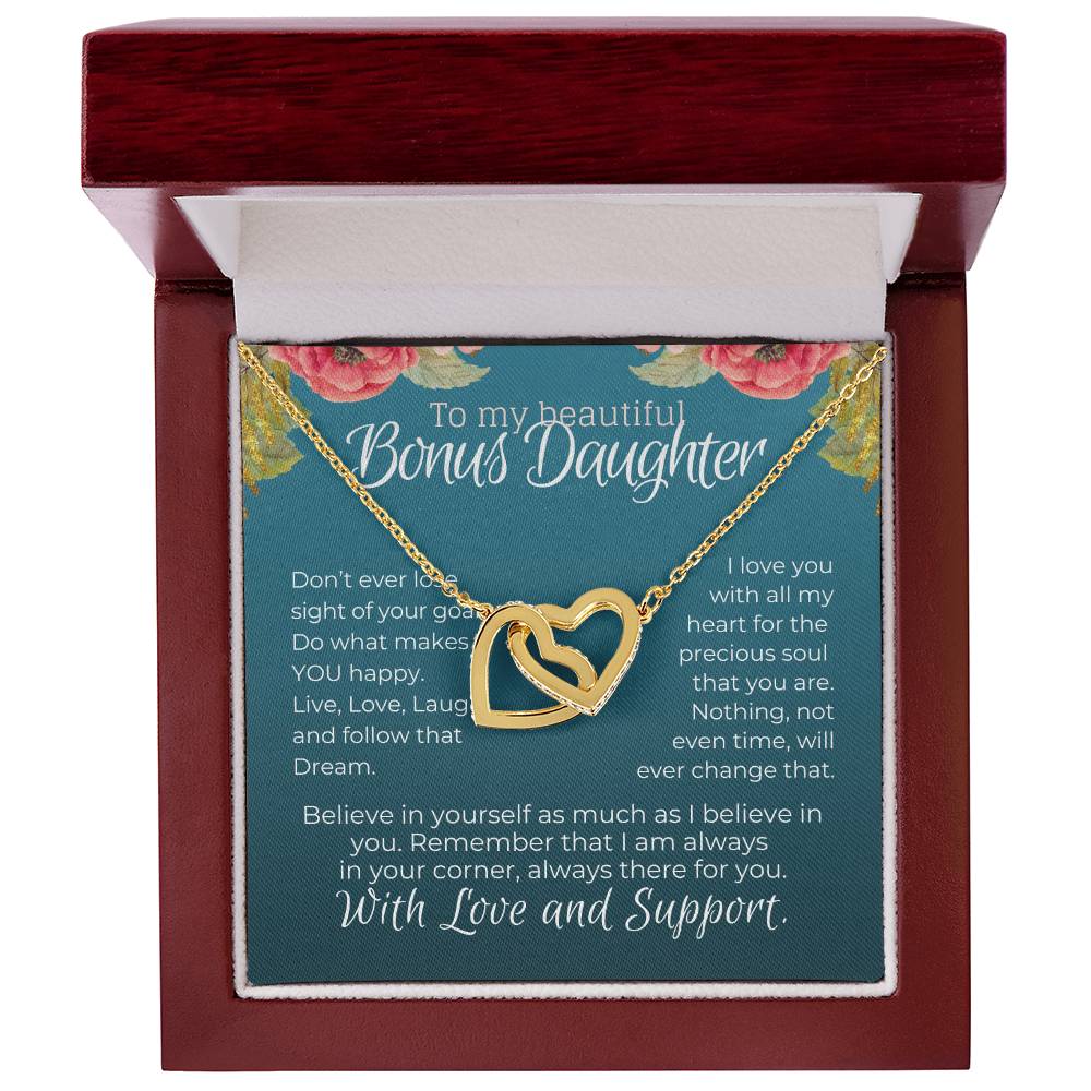 Stepdaughter Love & Support Gift From Stepmom Step Dad - Hearts Interlocking Hearts Necklace