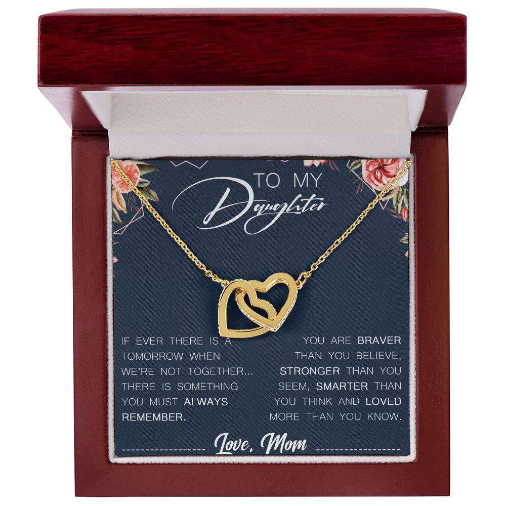 To My Daughter Interlocking Hearts Necklace Message Card