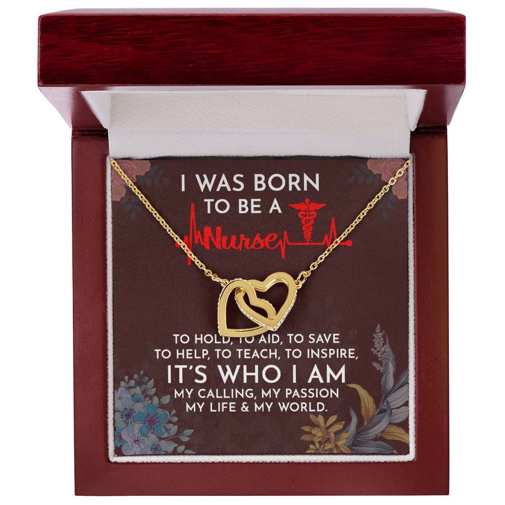 I Was Born To Be A Nurse Interlocking Heart Necklace Interlocking Hearts Necklace