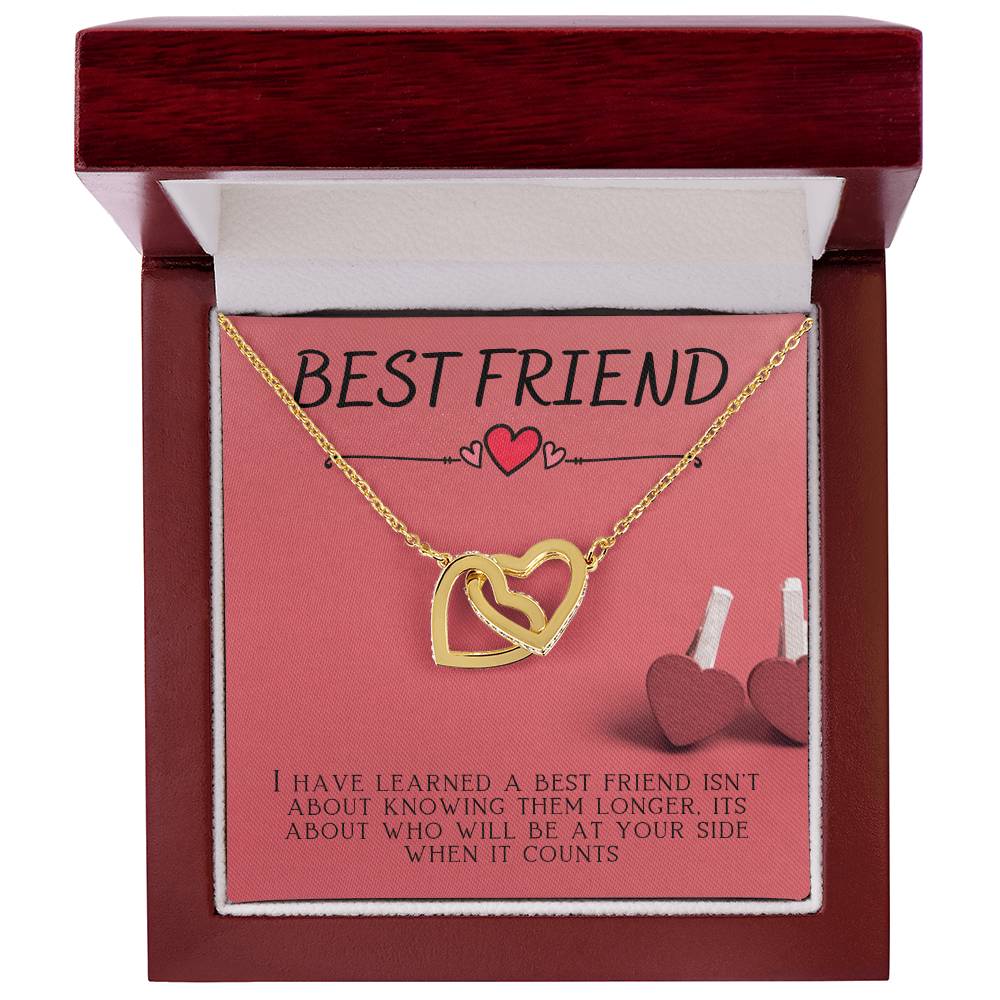 Best Friend Rememberable Quote Box Interlocking Hearts Necklace