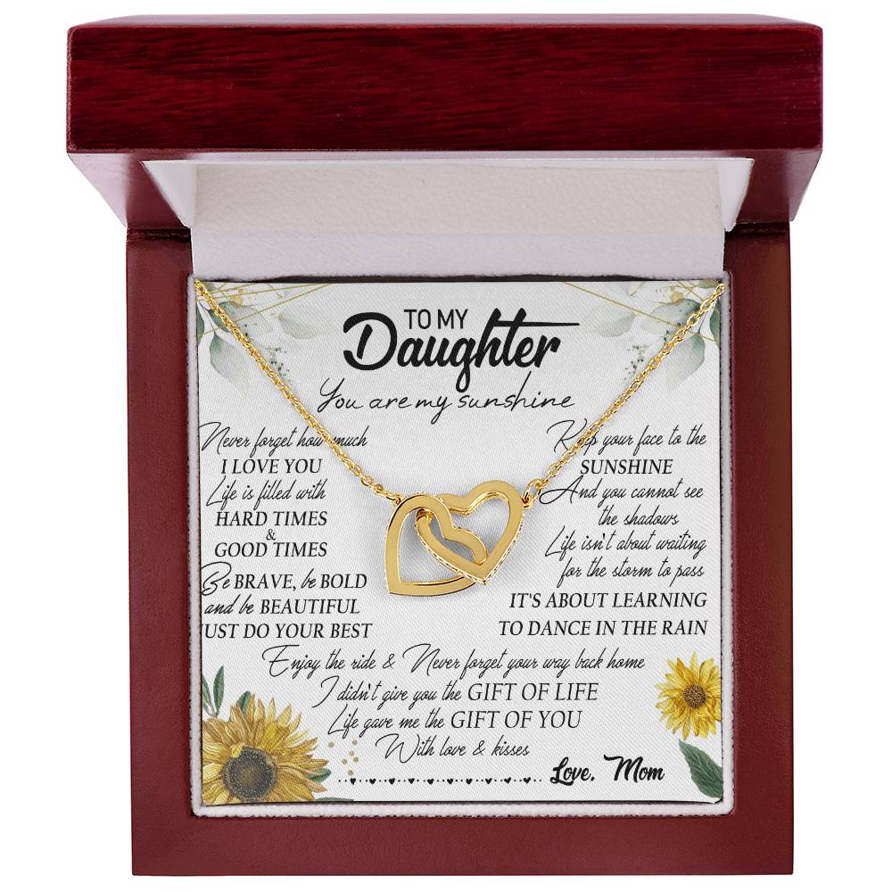 To My Daughter Interlocking Hearts Necklace Message Card
