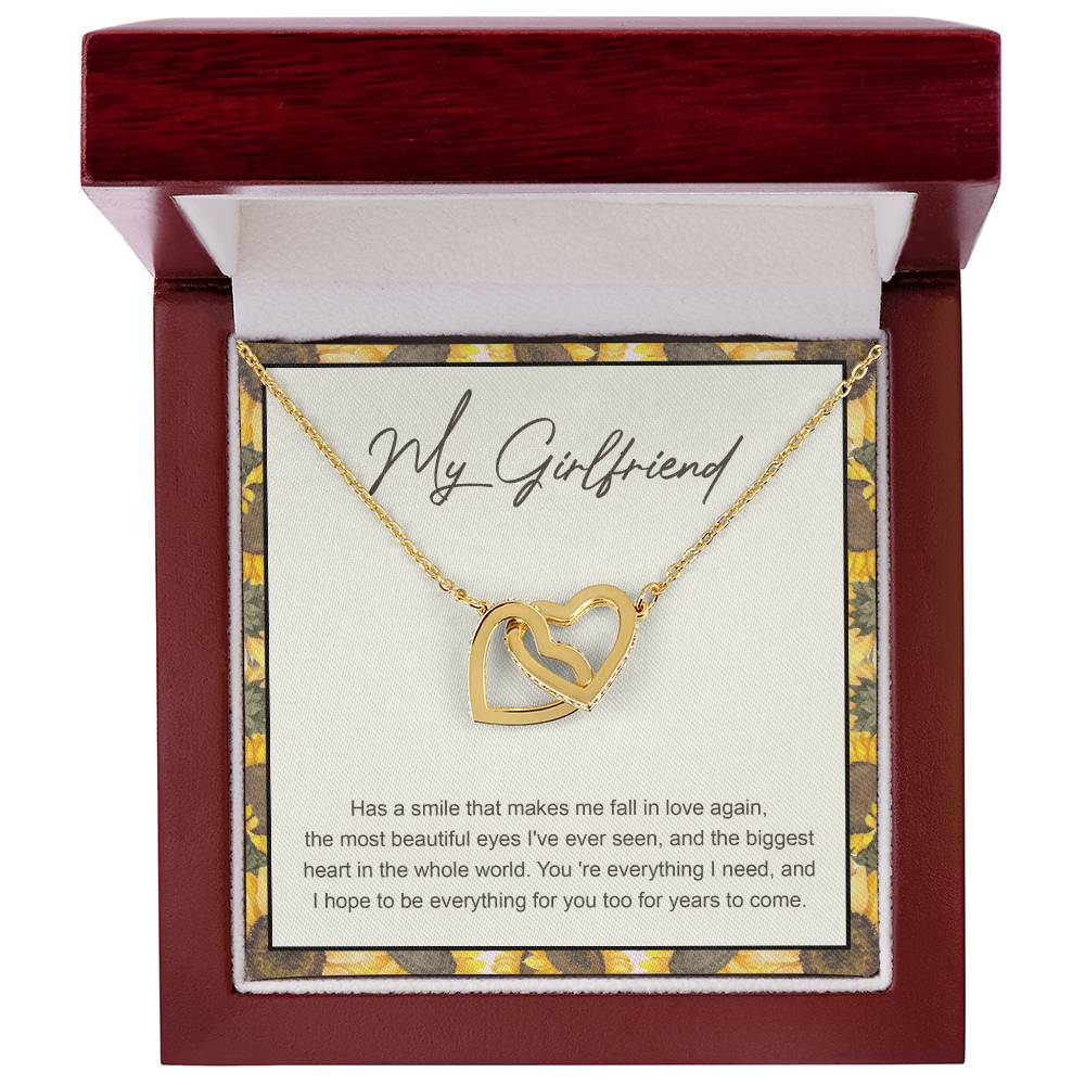 My Girlfriend Interlocking Hearts Necklace Message Card