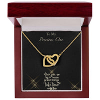 Never Give Up - Black Background Interlocking Hearts Necklace
