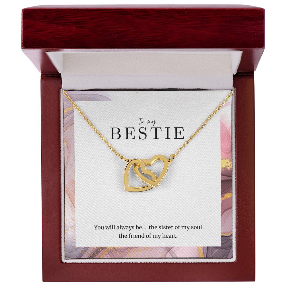 To My Bestie Interlocked Heart Necklace Interlocking Hearts Necklace