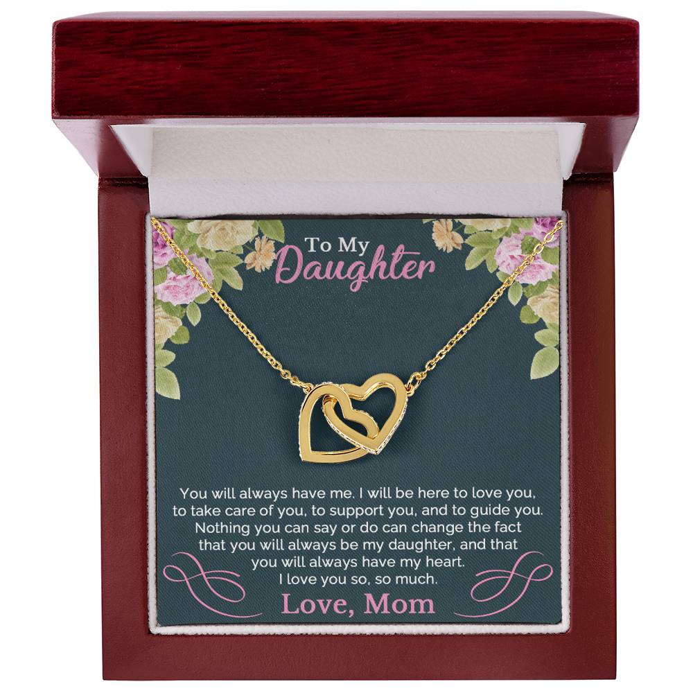 To My Daughter Necklace From Mom Interlocking Hearts Necklace