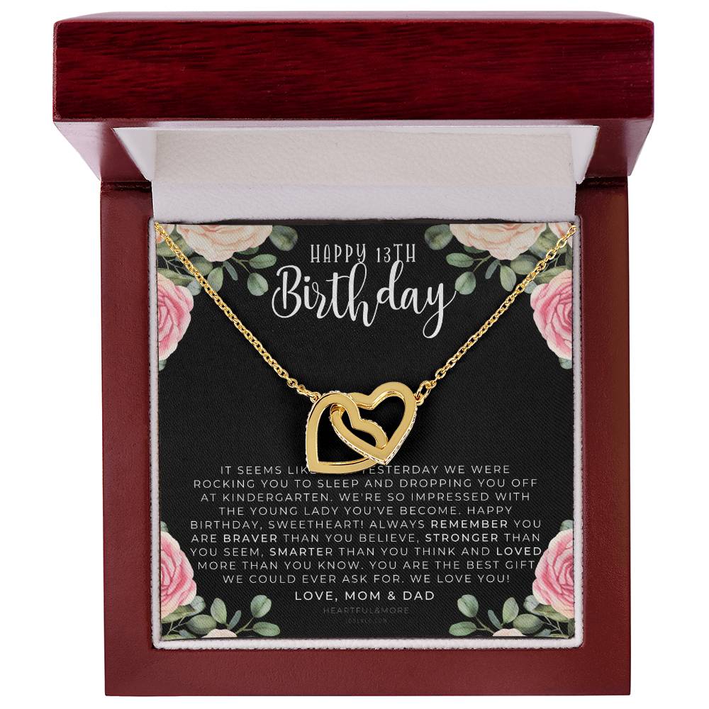 Gift For 13 Year Old Girl Gifts 13Th Birthday Girl 13Th Birthday Gift Thirteenth Birthday Necklace Teen Birthday Gift Official Teenager Interlocking Hearts Necklace