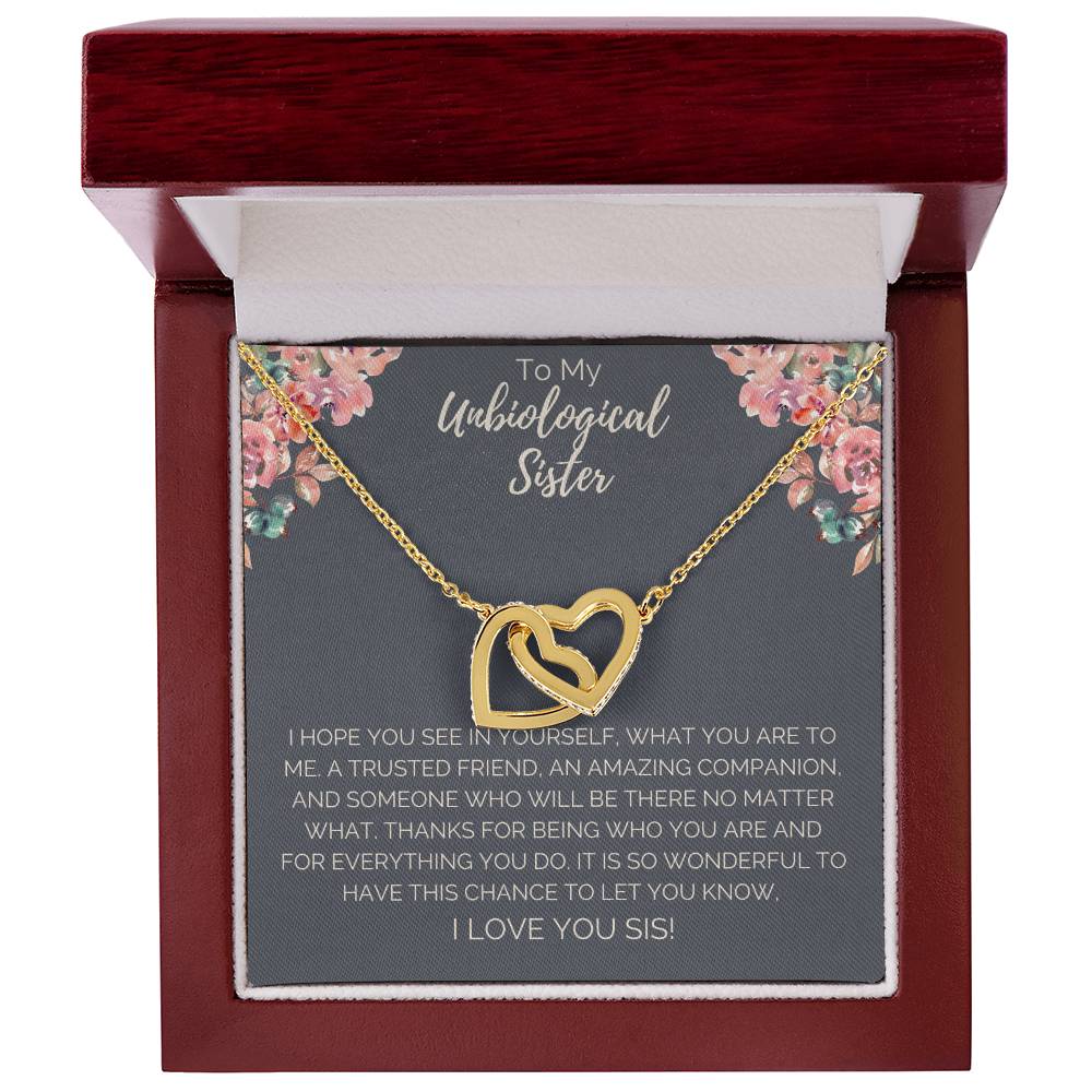 Unbiological Sister Necklace - Dark Interlocking Hearts Necklace